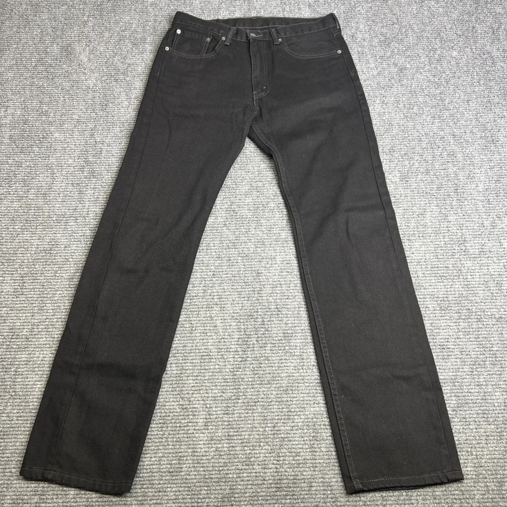 Levis 505 Regular Fit Straight Leg Black Denim Jeans Mens 33x34